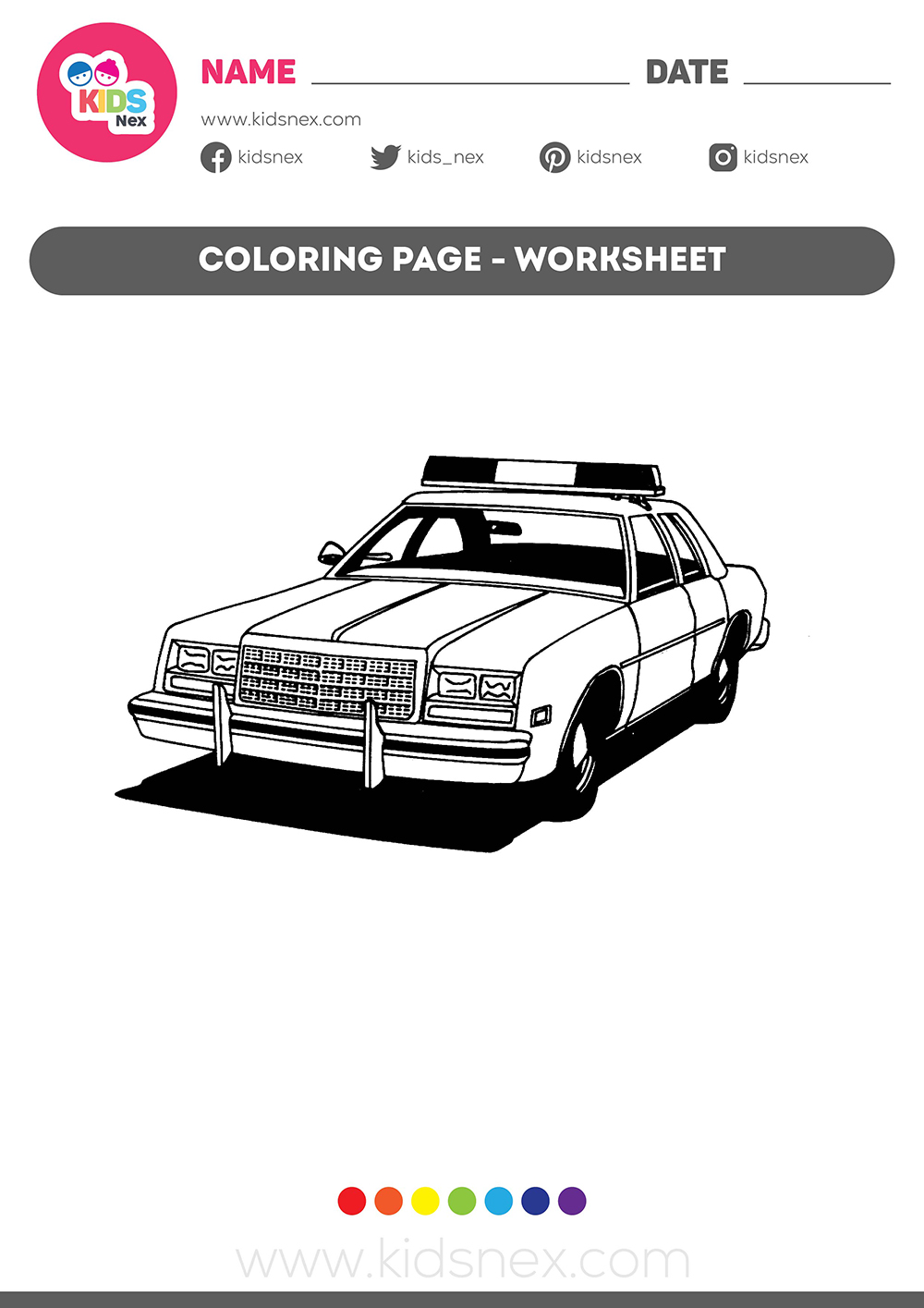 Police Car Coloring Page for Kids