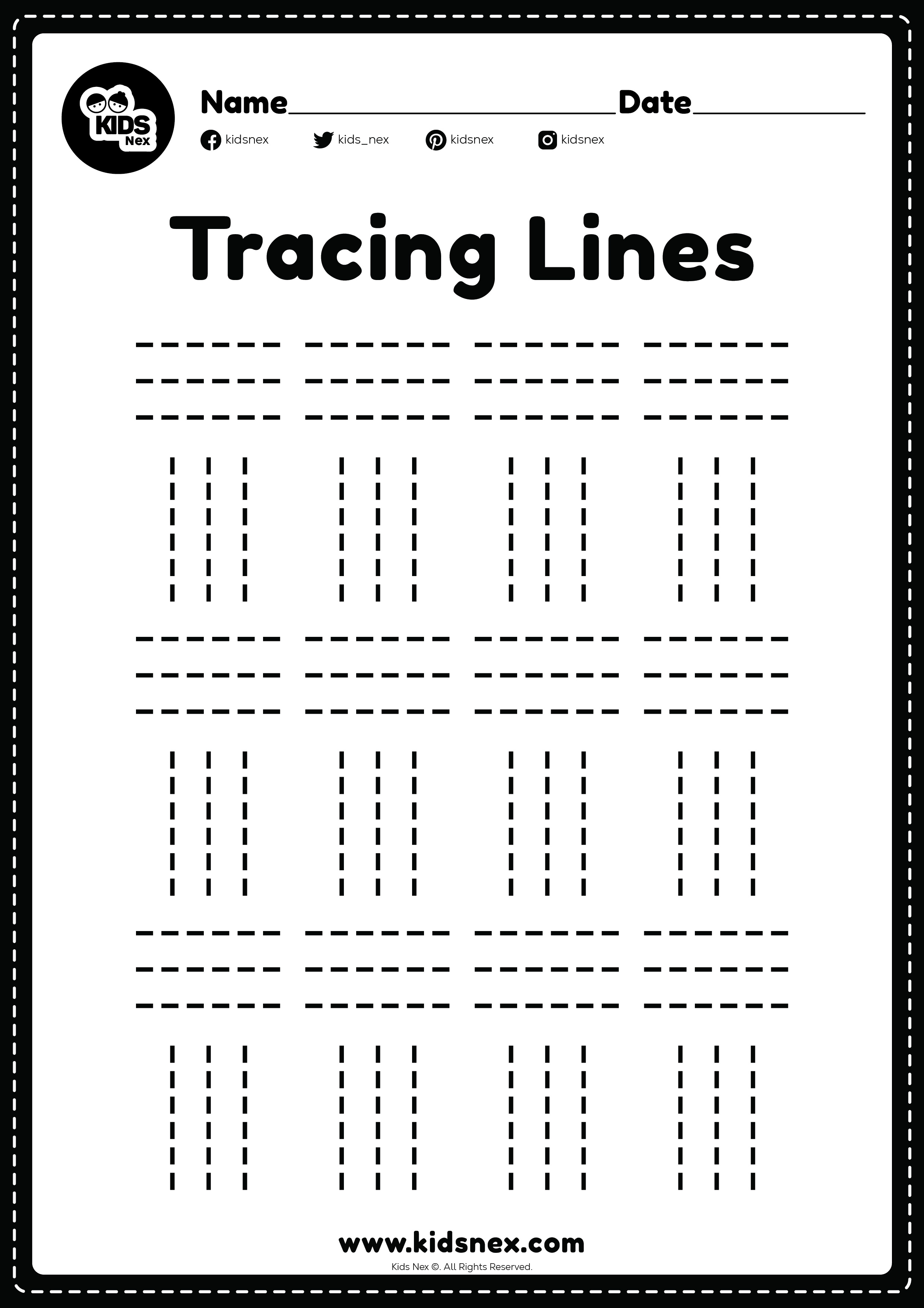 Tracing lines preschool worksheet for kindergarten kids