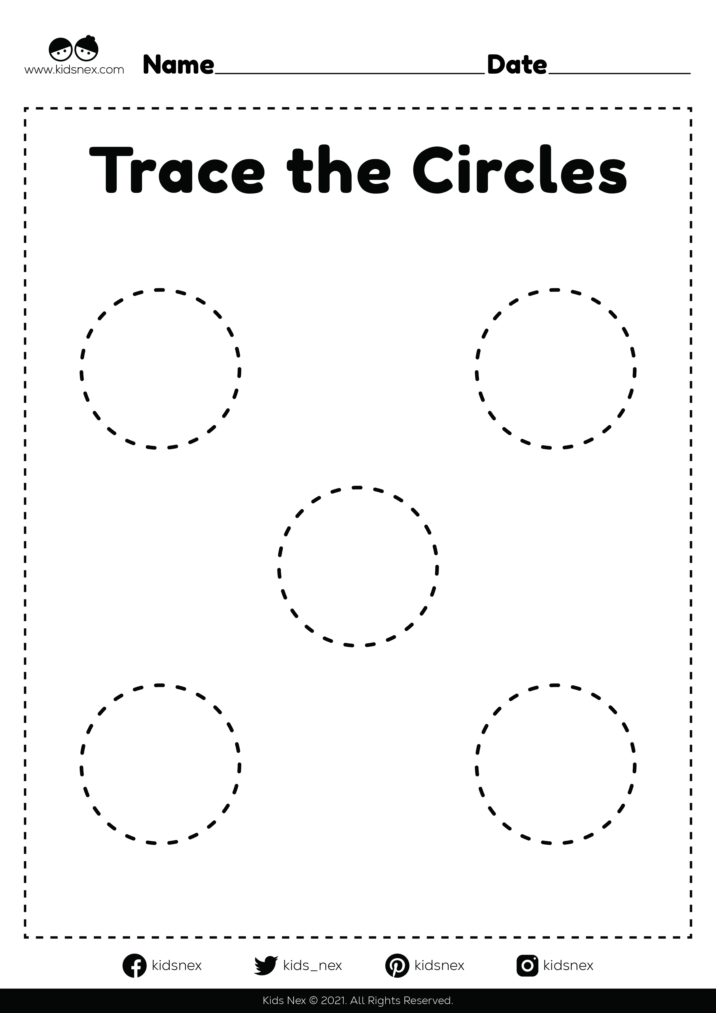 Tracing circles worksheet for kindergarten and preschoolers kids free printable sheet for fun educational activities to learn.