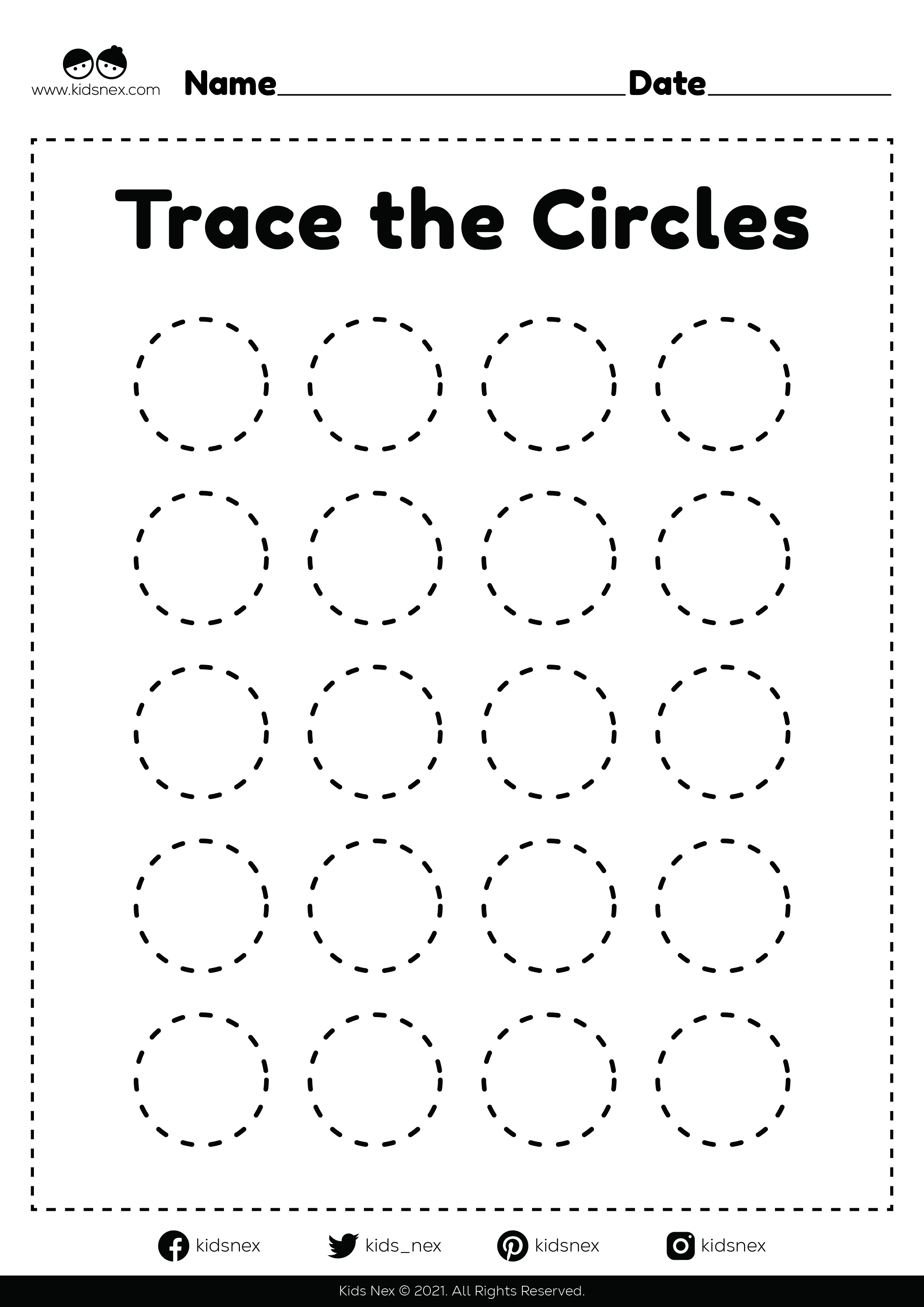 Circle shape worksheet free printable for kindergarten and preschool kids for daily fun and activities.