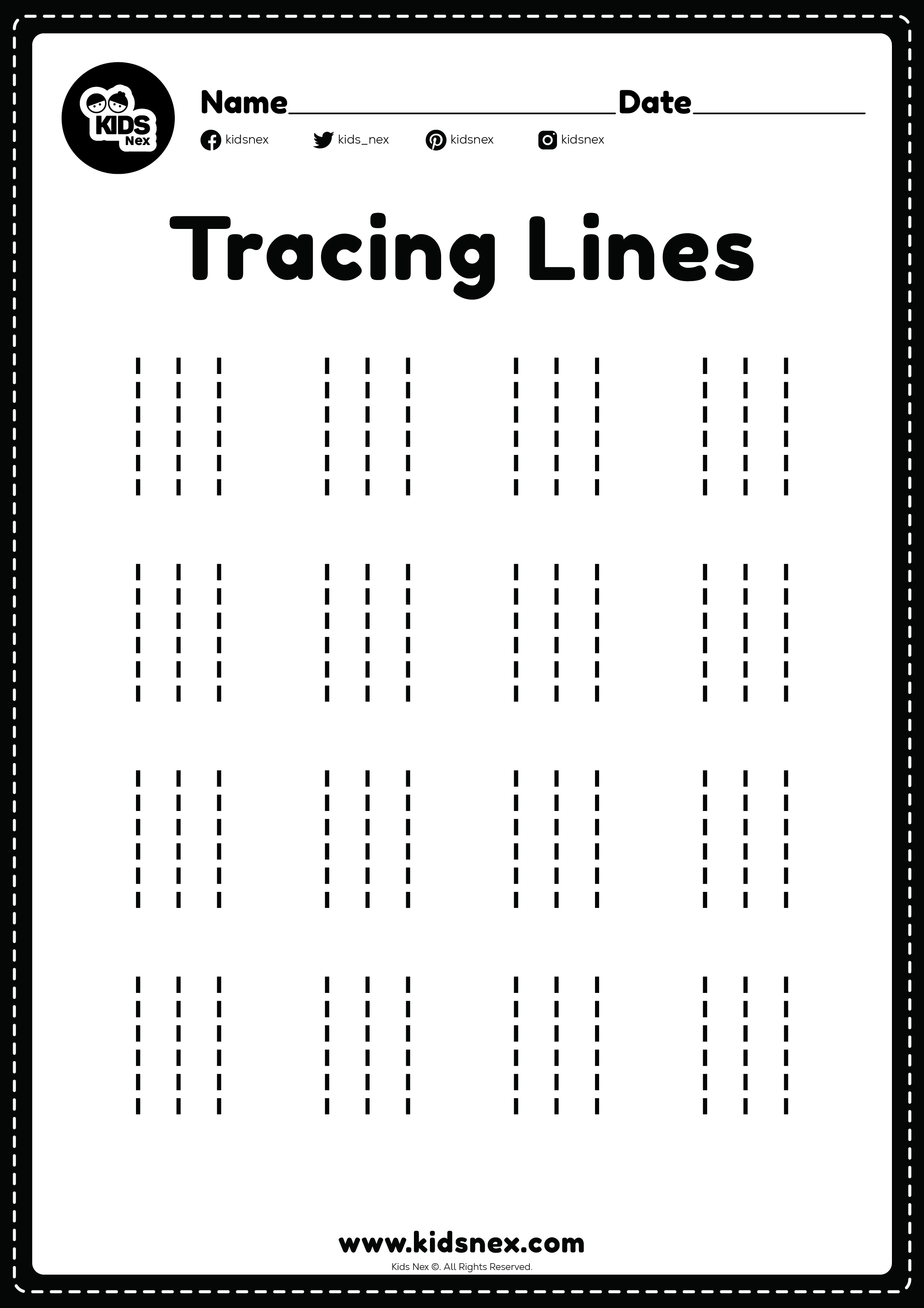 Tracing Sleeping Or Horizontal Straight Lines Worksheets 4 Tracing