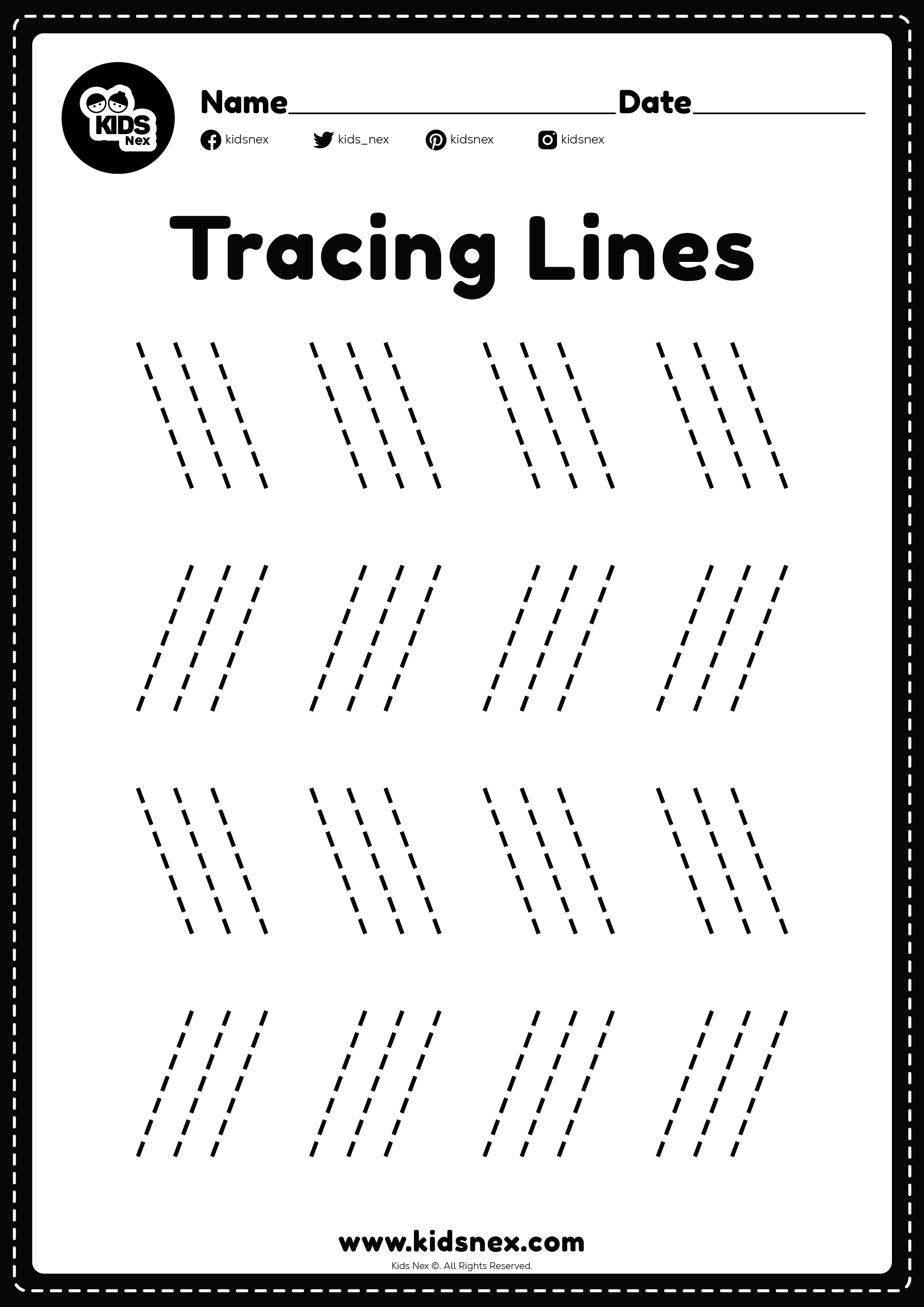 Slanting line worksheet tracing practice