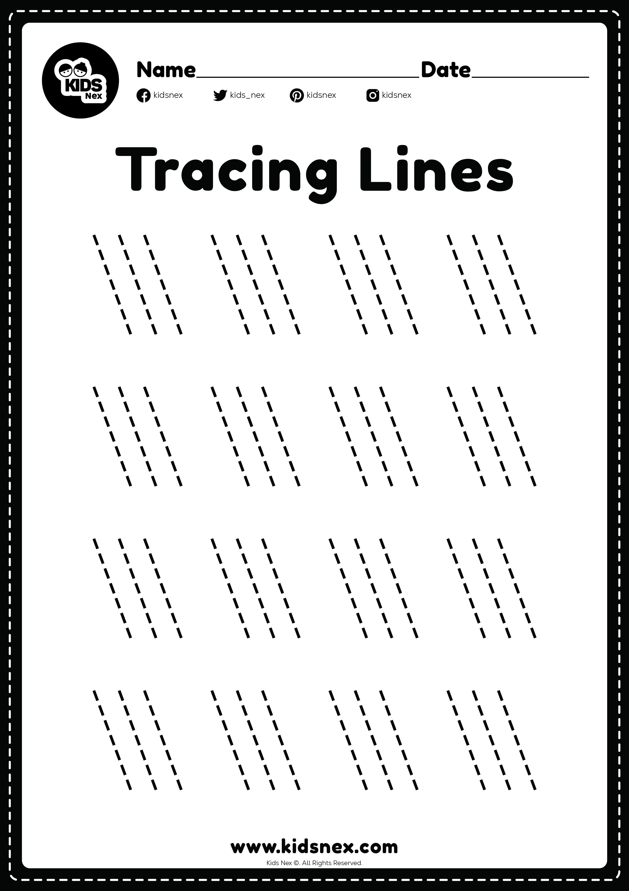 Slanting line worksheet for tracing practice for kindergarten and preschoolers kids