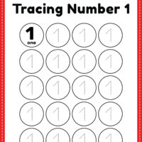 Tracing number 1 handwriting practice