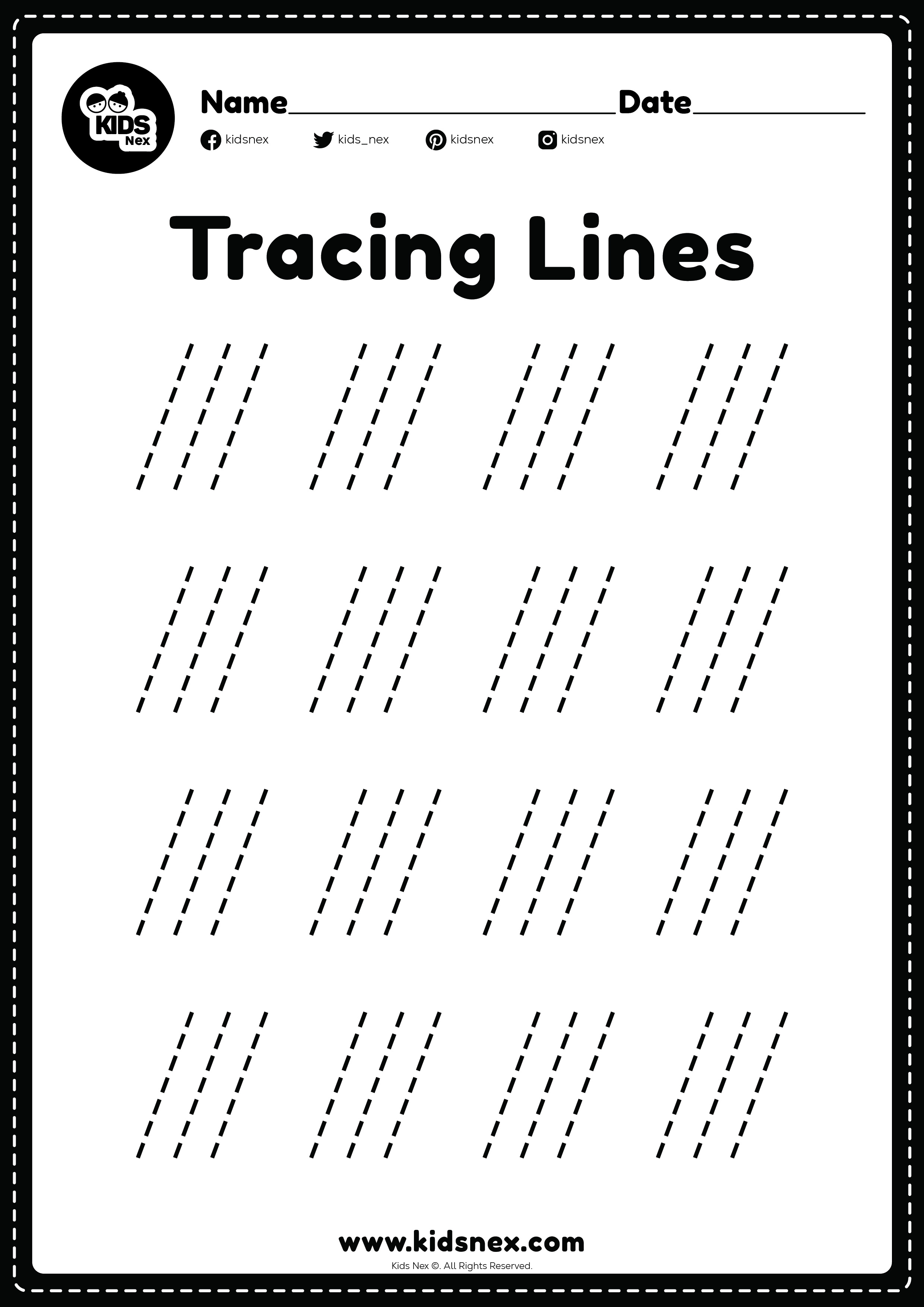 Right Slanting Line Worksheet - Free Printable PDF