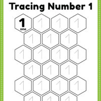Free PDF printable number 1 tracing worksheet