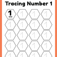 Preschool Number 1 Tracing worksheet PDF Printable