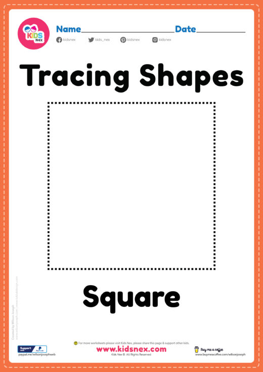 Tracing Shapes Worksheet Square Line