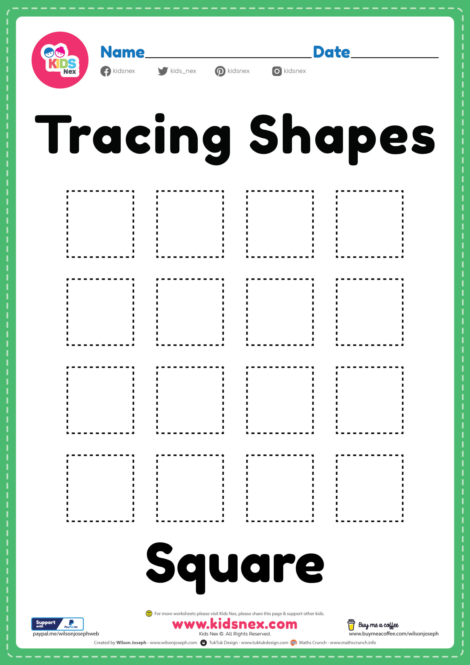 Free Printable Square Tracing Worksheets