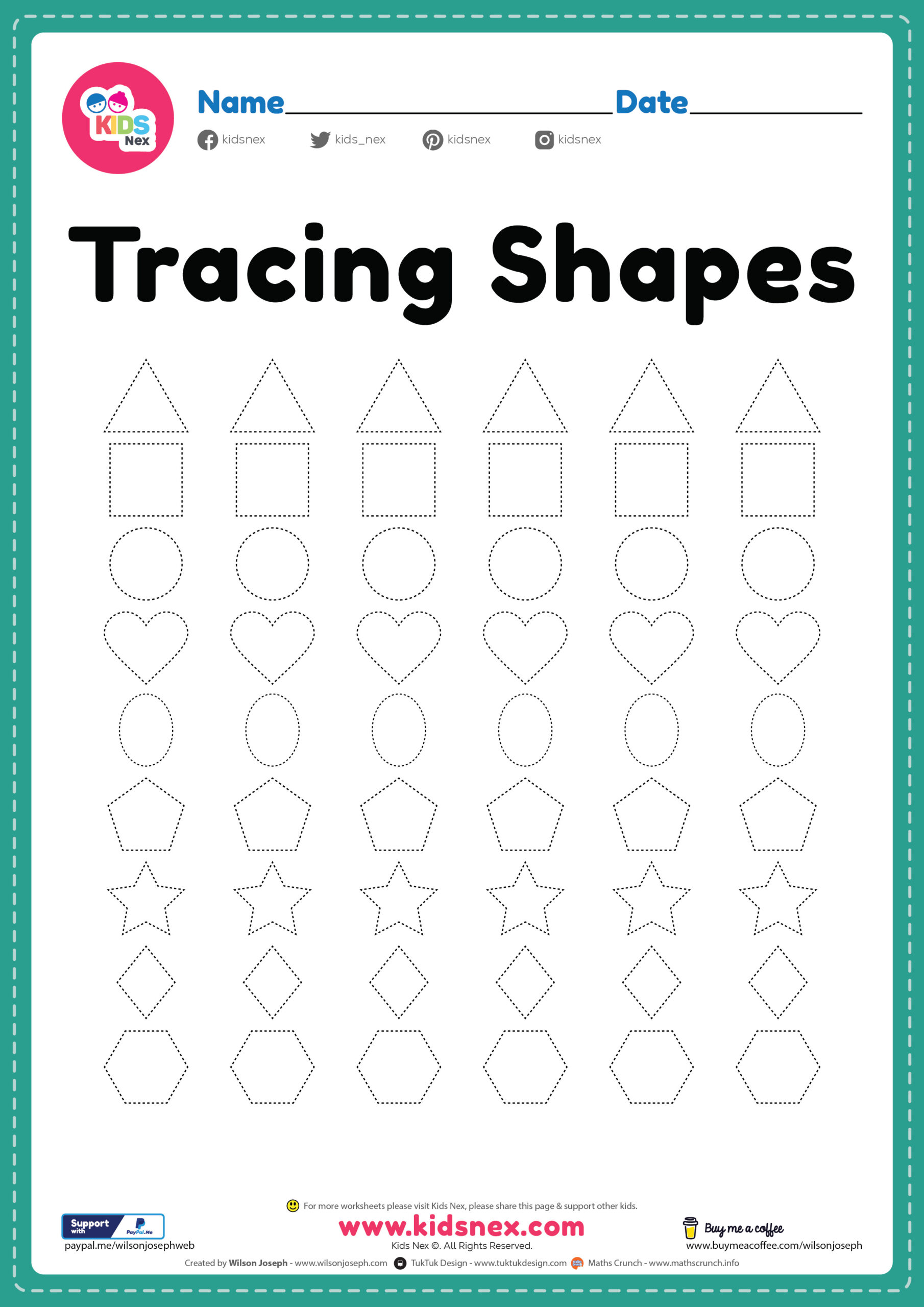 Tracing Shapes Worksheet for Kids