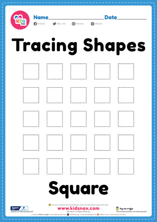 Tracing Shapes Worksheet Squares