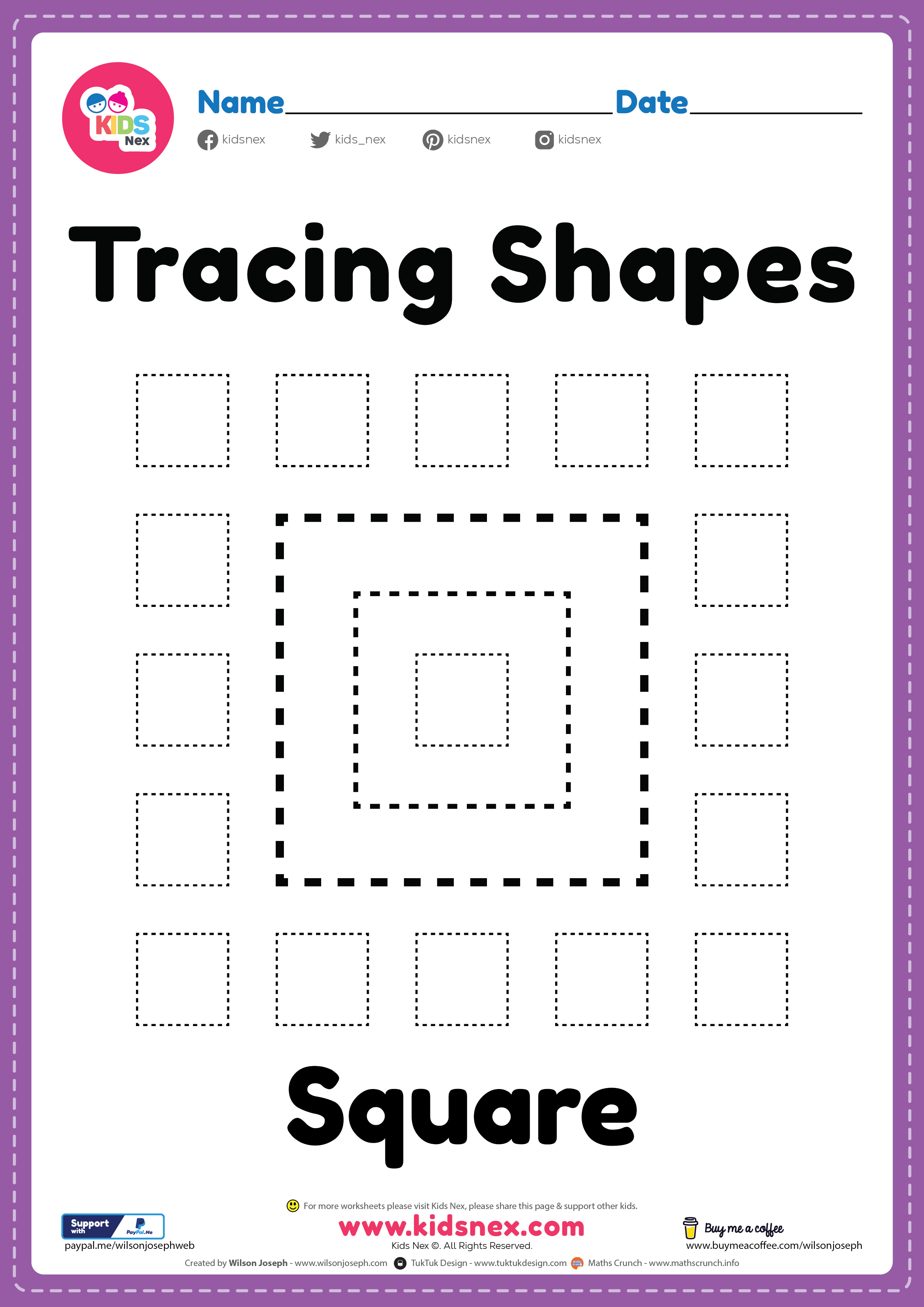 Tracing Square Shapes Worksheet