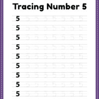 Tracing Number 5 Worksheet