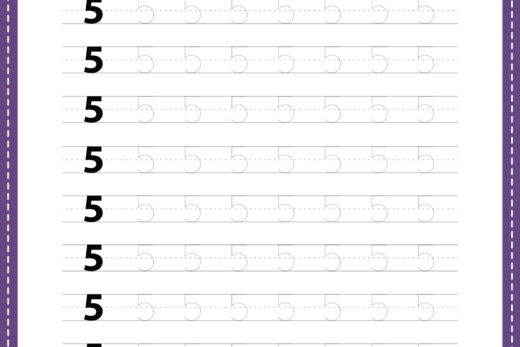 Tracing Number 5 Worksheet