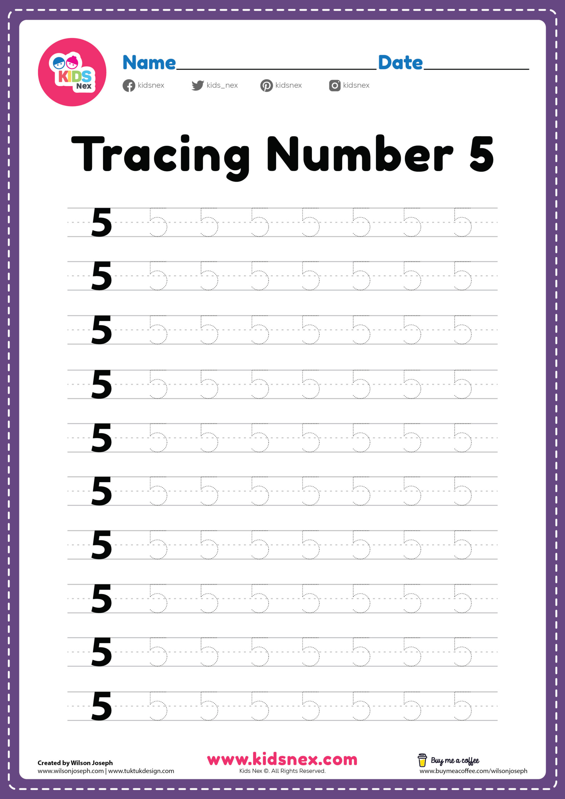 Number 5 Worksheets Free Printable