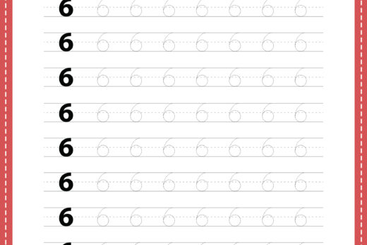 Tracing Number 6 Worksheet