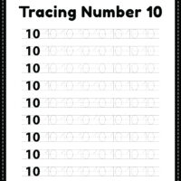 Tracing number 10 worksheet