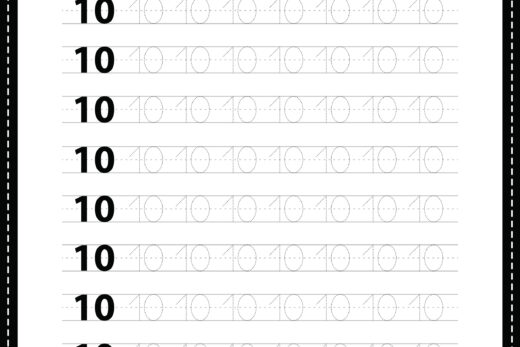 Tracing number 10 worksheet