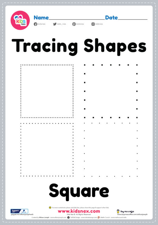 Free Printable Worksheet for Tracing Square Shapes