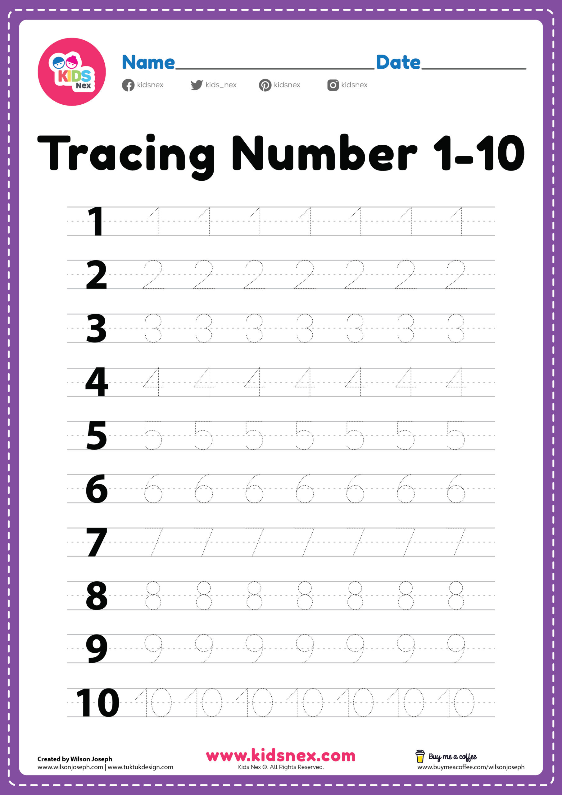 Tracing Number 110 Worksheet Free PDF Printable for Kids