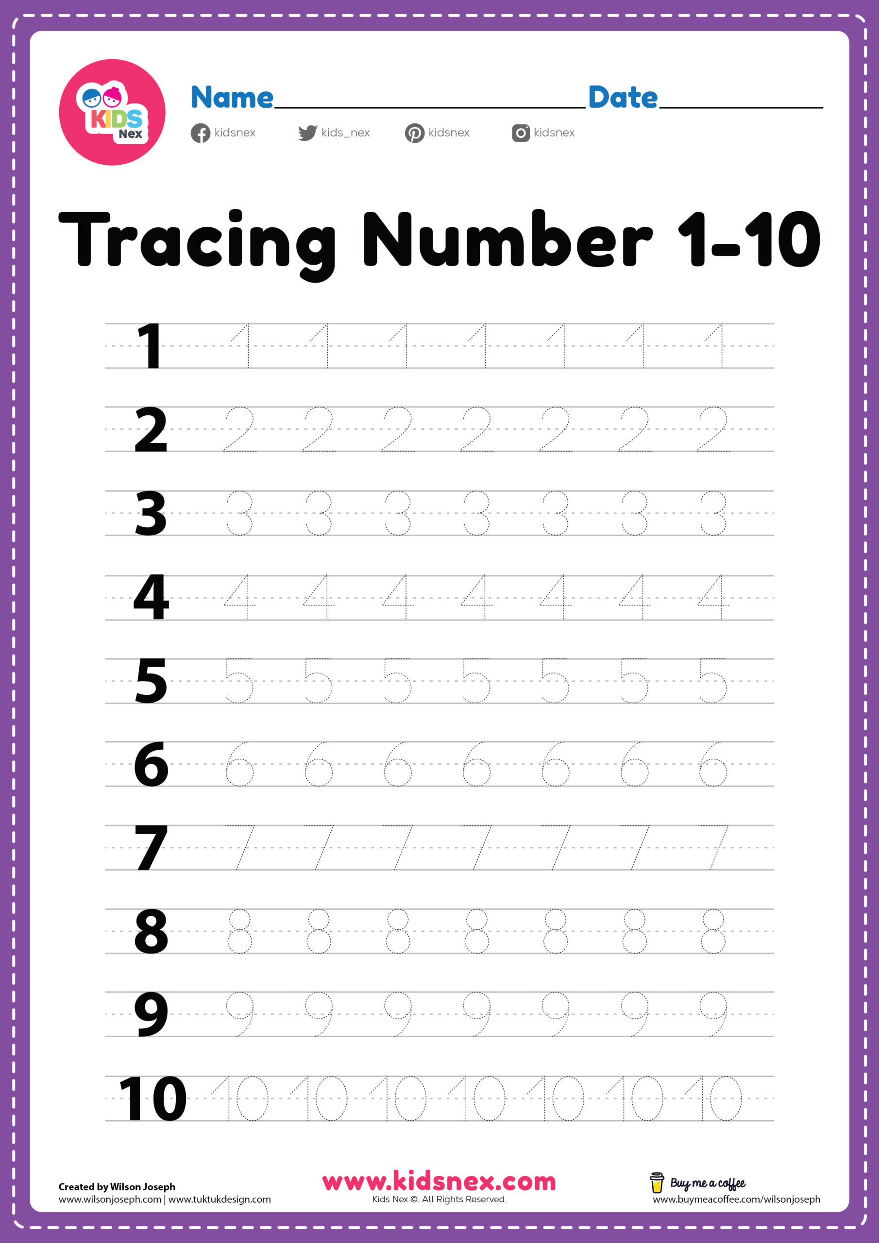 Preschool Numbers 1 10 Worksheets