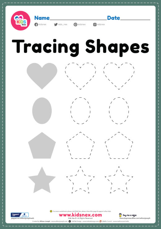 Tracing Shapes Worksheet for Kindergarten