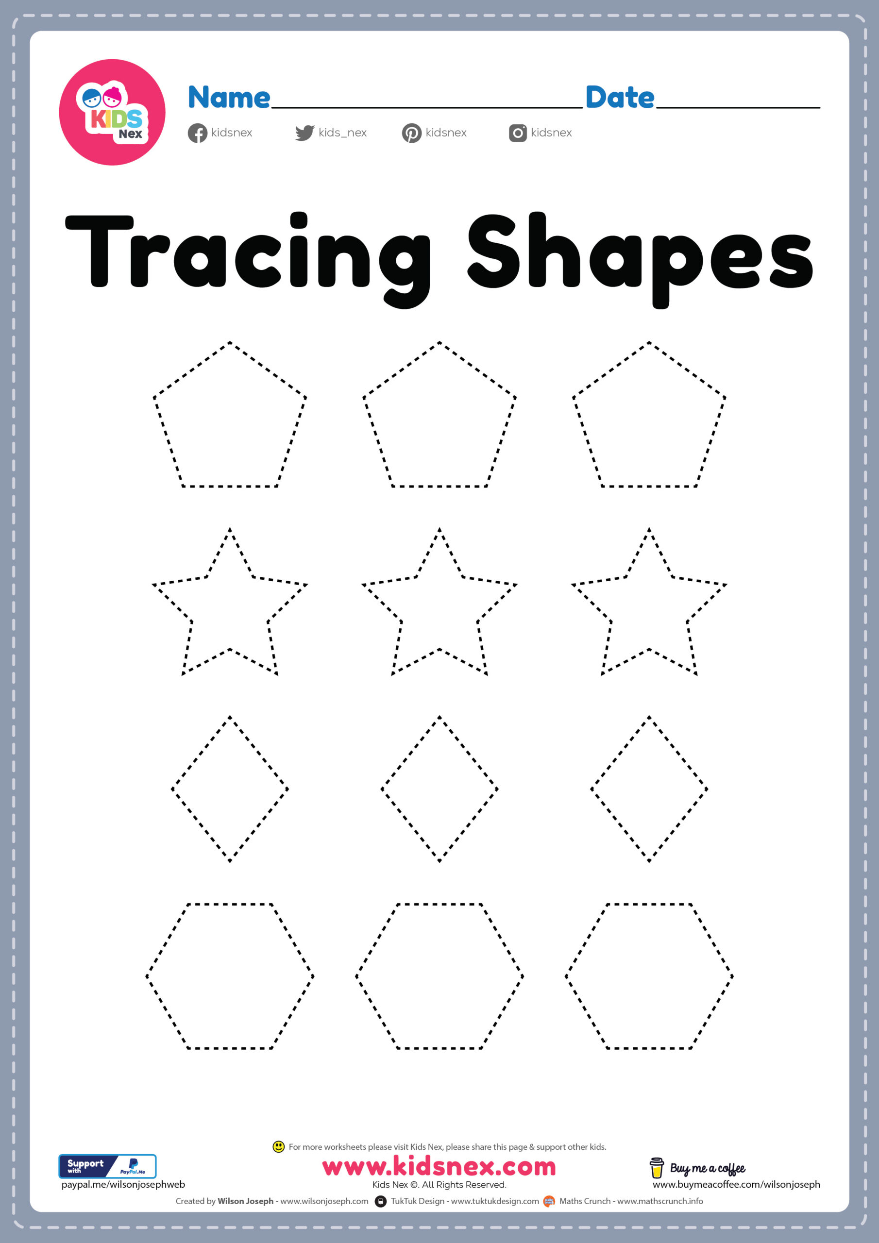 printable kindergarten tracing worksheets