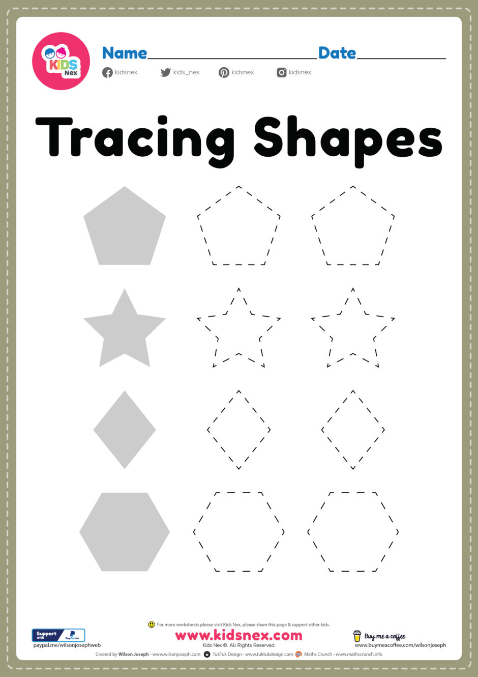 Worksheet for Tracing Shapes