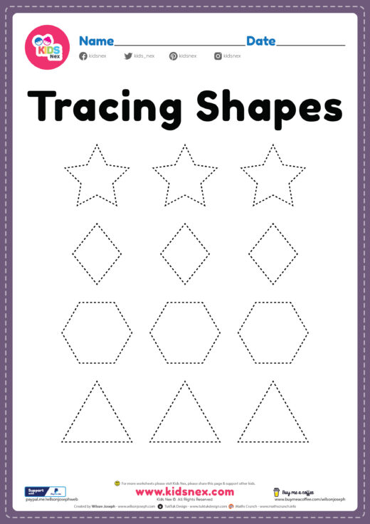 Preschool Tracing Shapes Worksheet