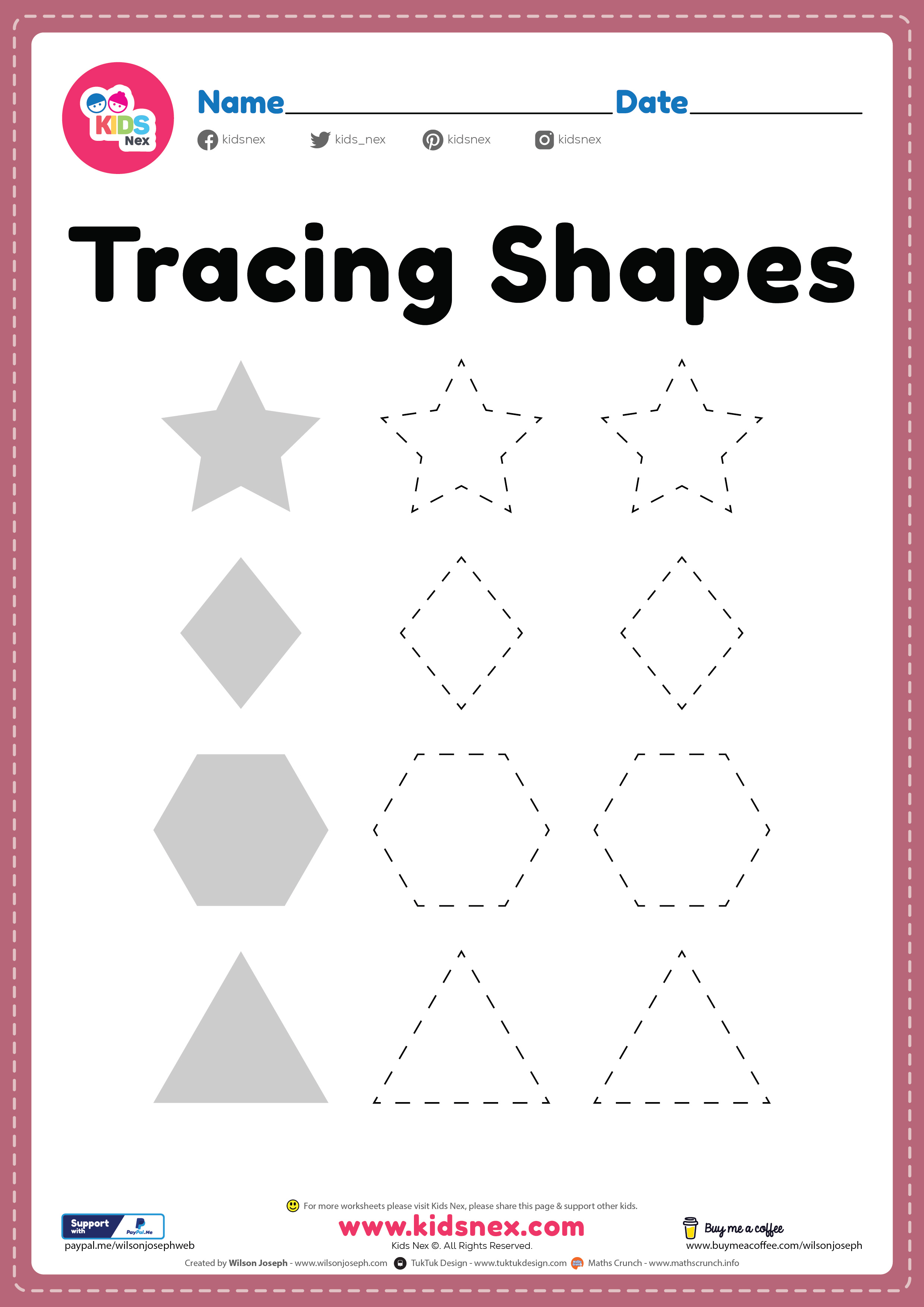 Kindergarten Tracing Shapes Worksheet
