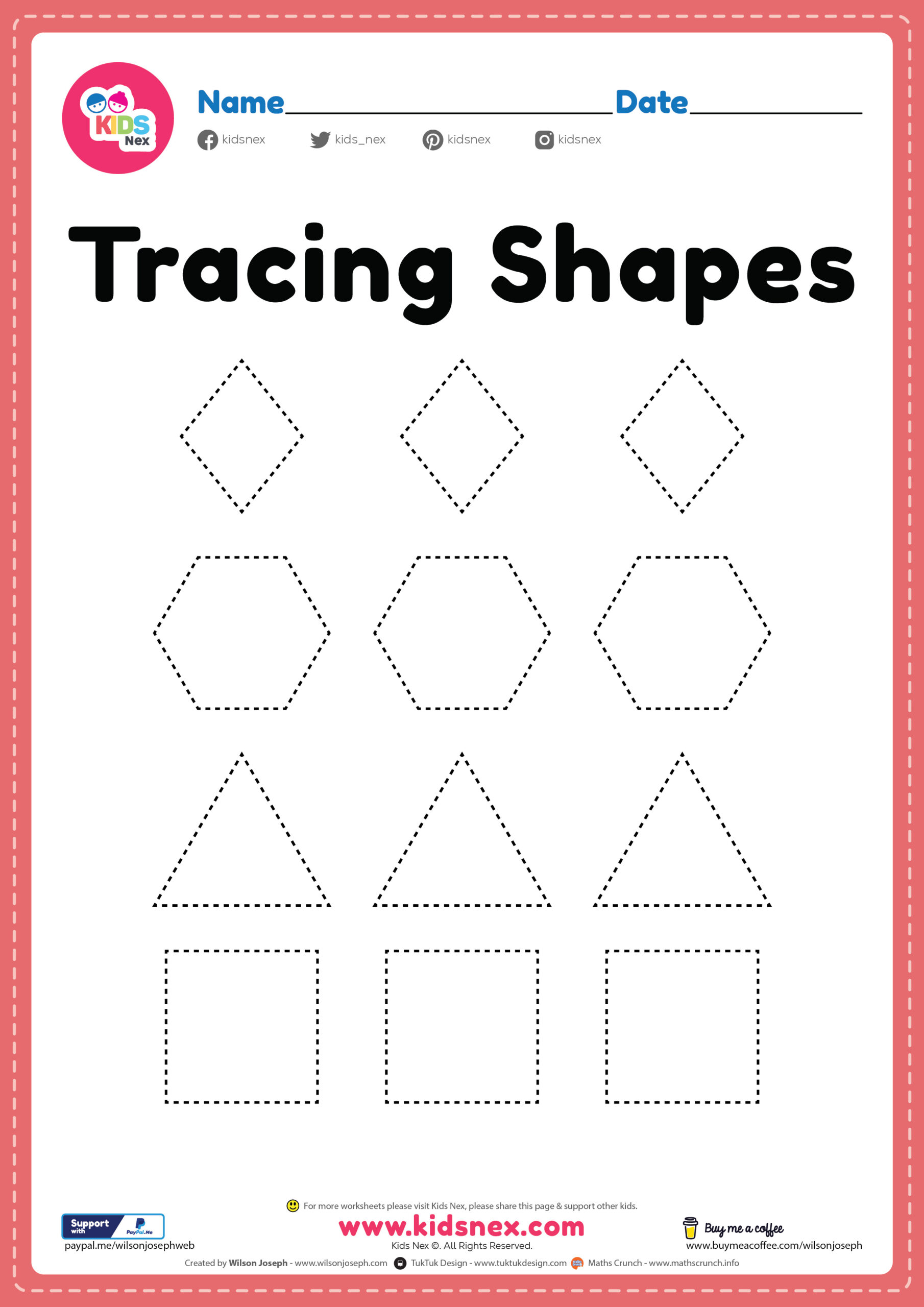 Kids Tracing Shapes Worksheet