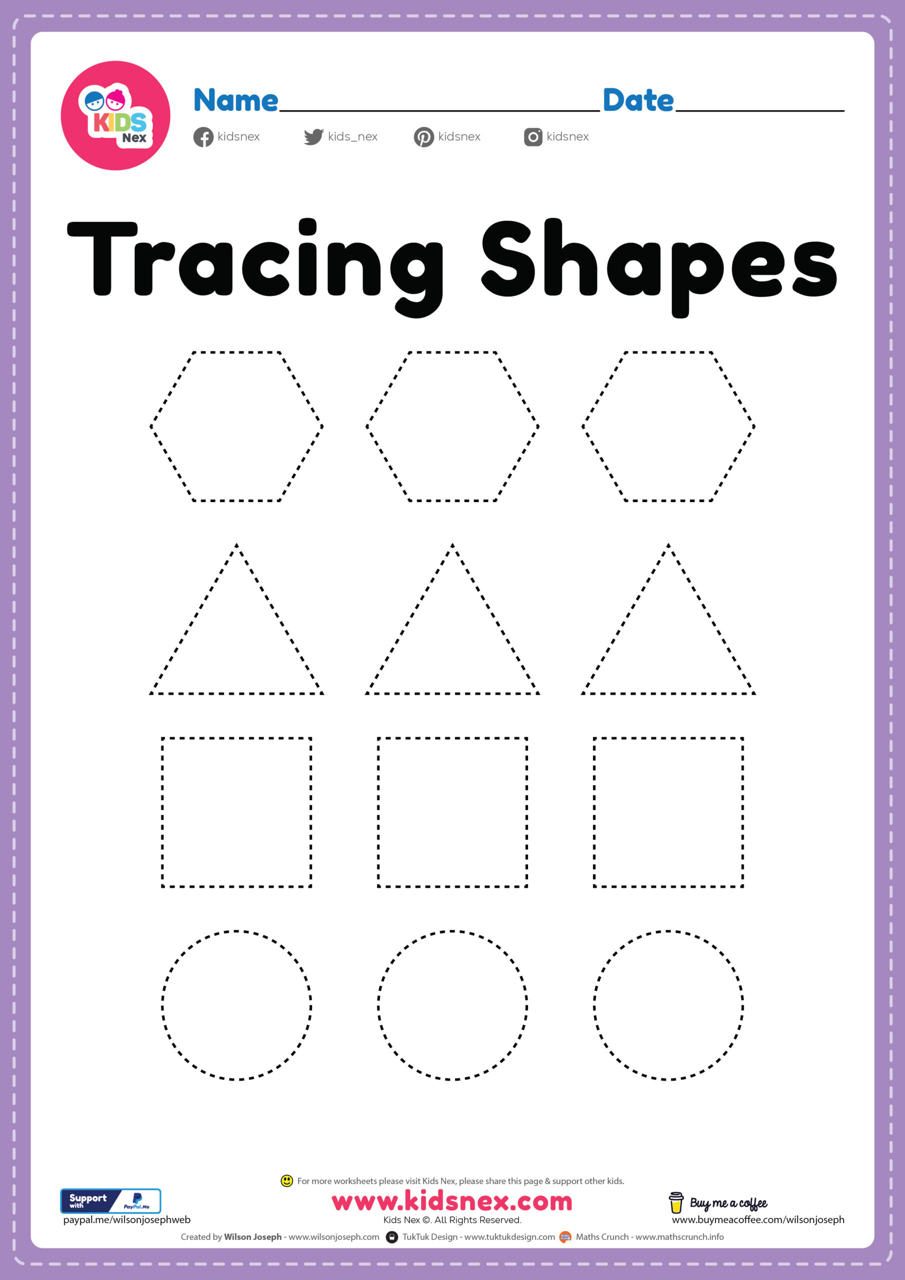 Free Printable Tracing Shapes Worksheet PDF