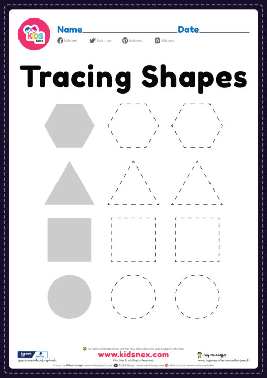 Printable Free Worksheet for Tracing Shapes