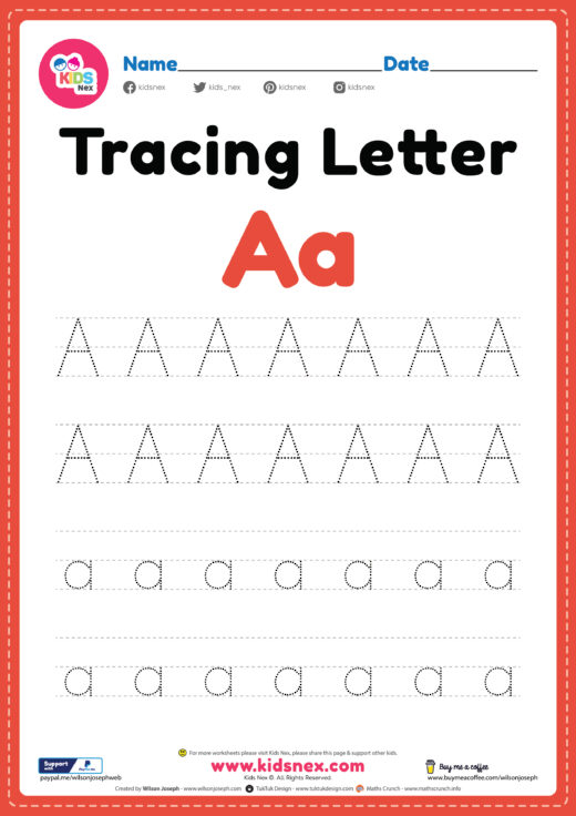 Tracing Letter A Alphabet Worksheet