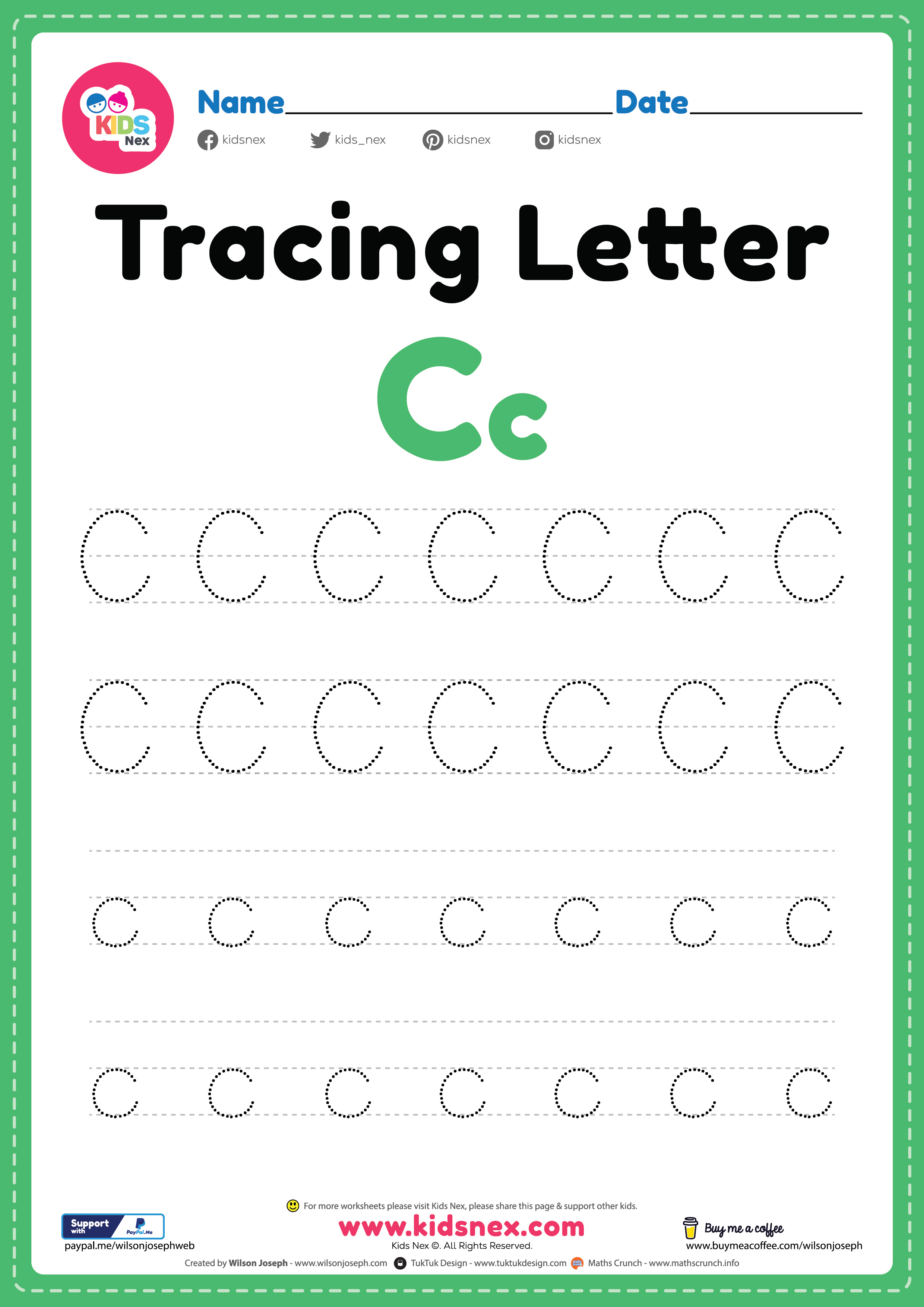Free Printable Preschool Worksheets Tracing Letters C Annialexandra