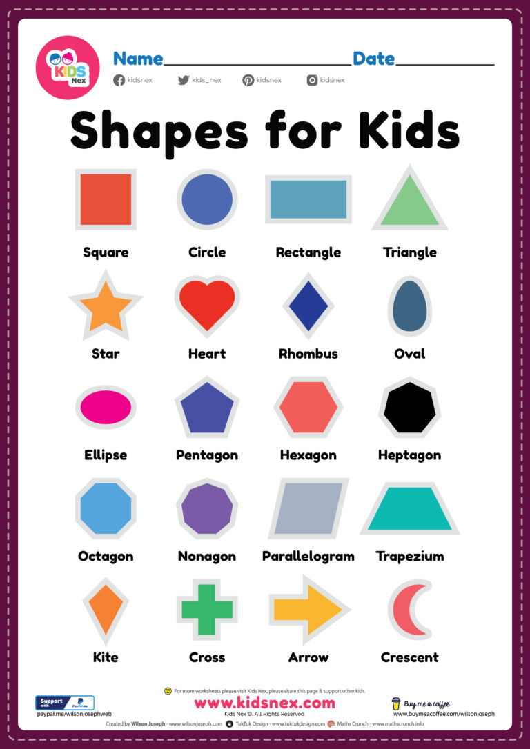 kindergarten shapes homework