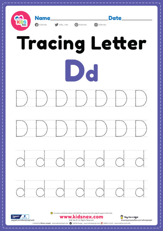 Tracing Letter D Alphabet Worksheet