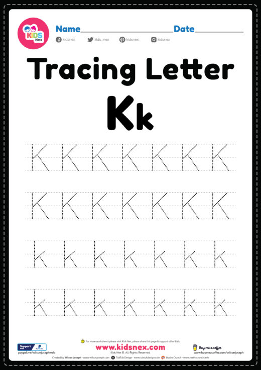 Tracing Letter K Alphabet Worksheet