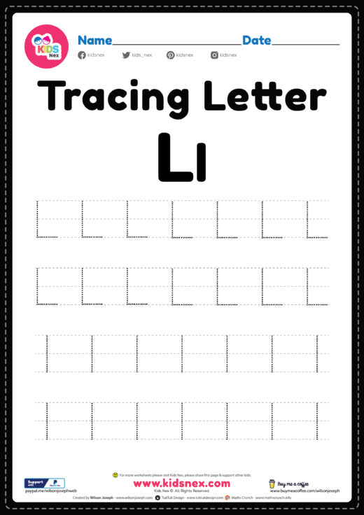 Tracing Letter L Alphabet Worksheet