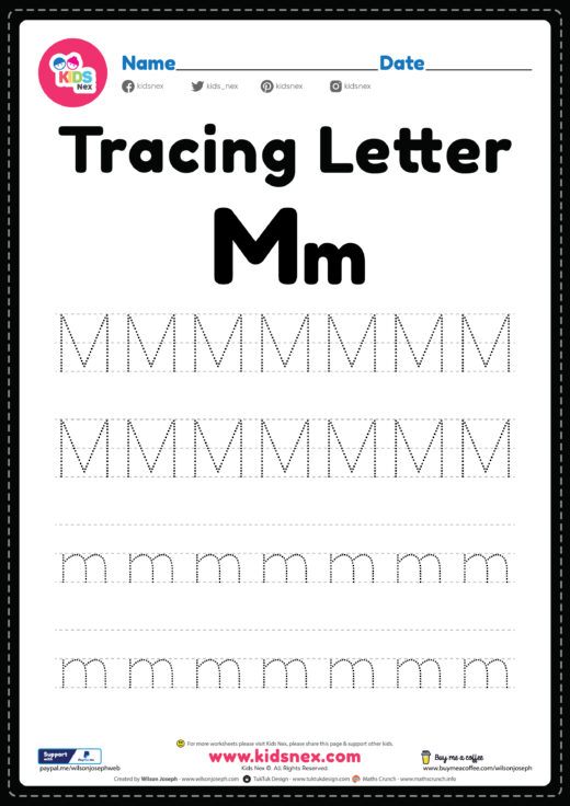 Tracing Letter M Alphabet Worksheet