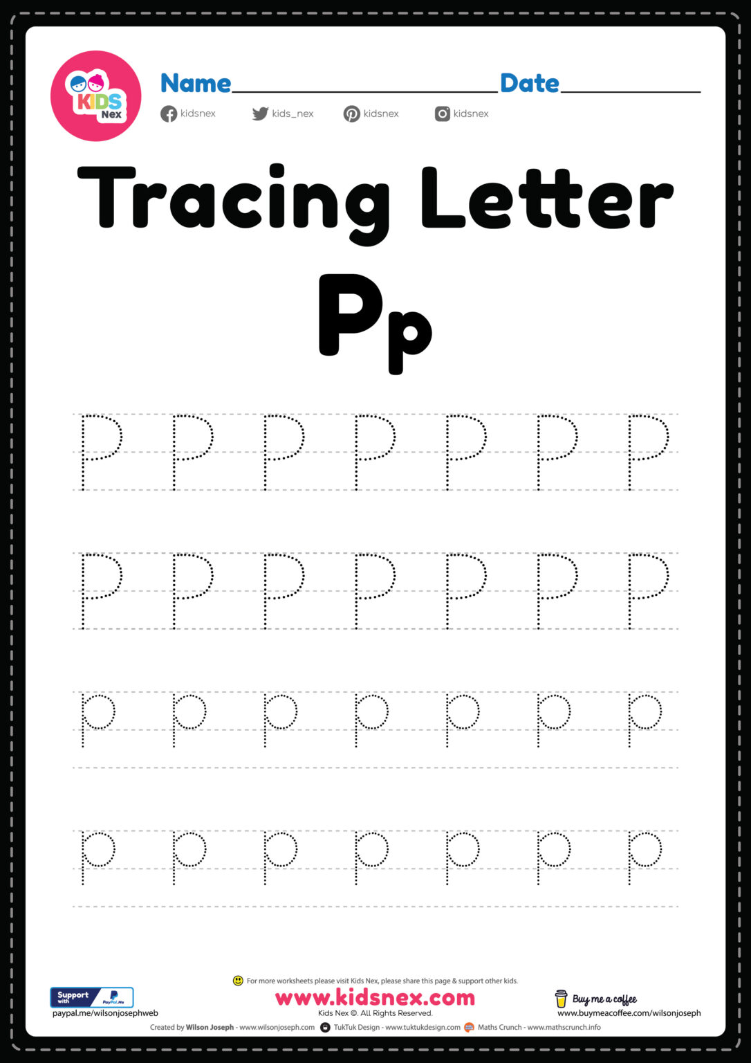 letter p homework for preschoolers