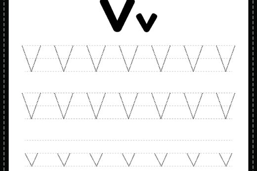 Tracing Letter V Alphabet Worksheet