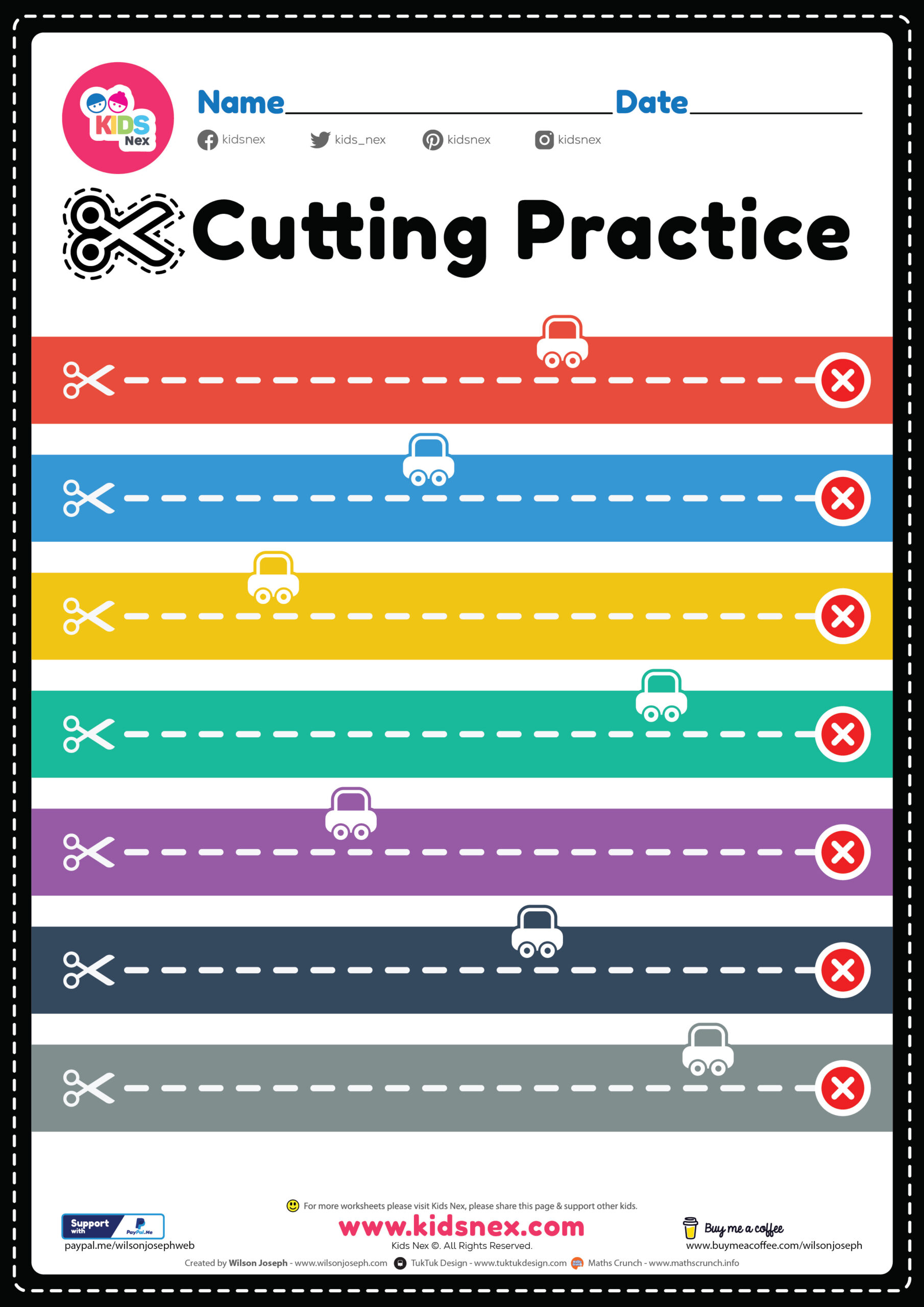 Cutting Practice Free Printable PDF for Kids Activities