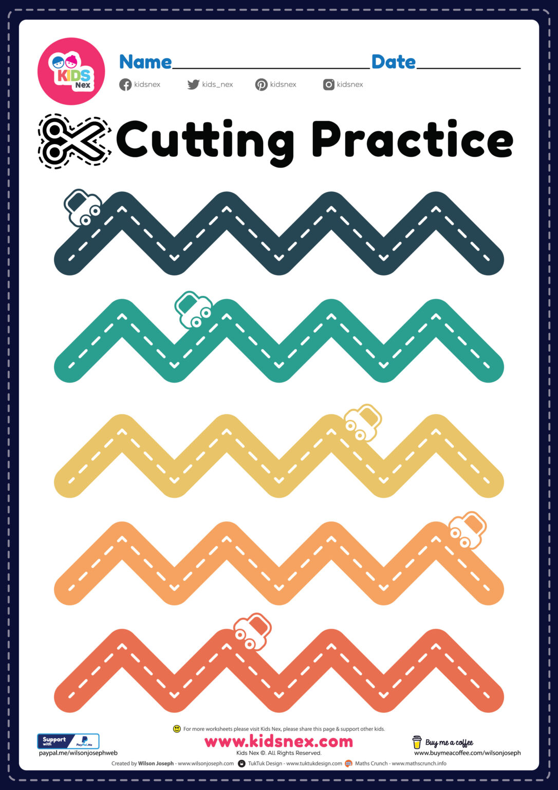 Cutting Practice Free Printable PDF Worksheets for Kids