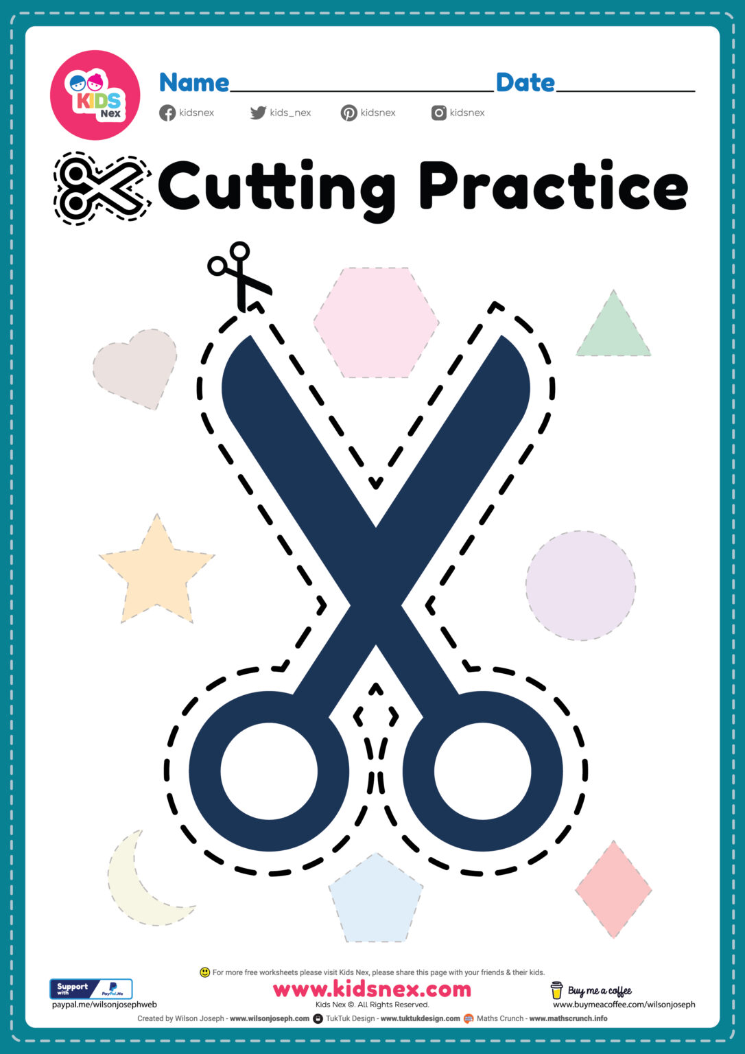 Preschool Cutting Practice Free Printable PDF for Kids
