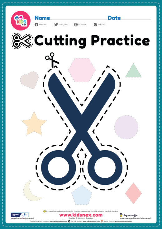 Preschool Cutting Practice Free Printable PDF for Kids