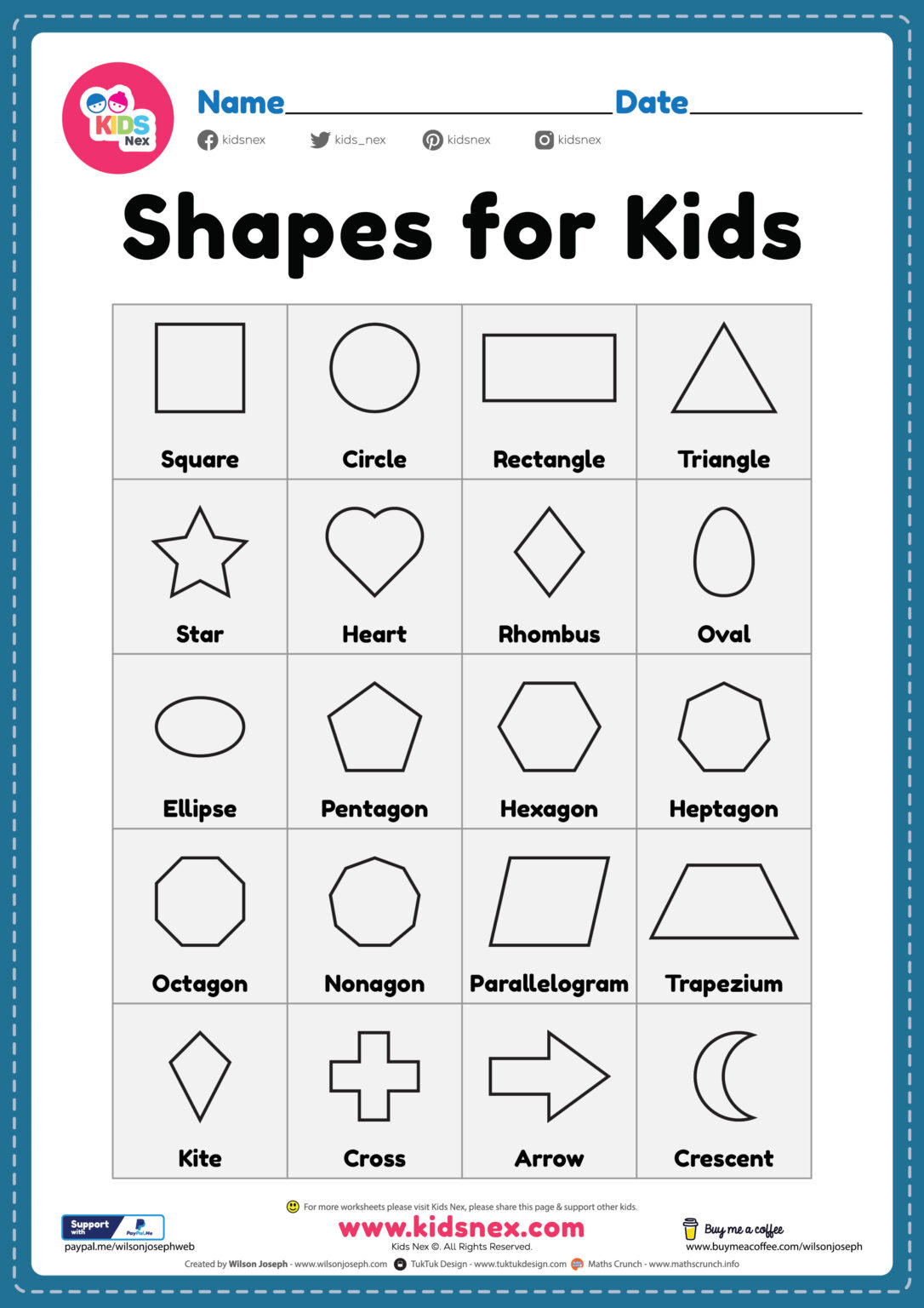 Preschool Shapes Printable