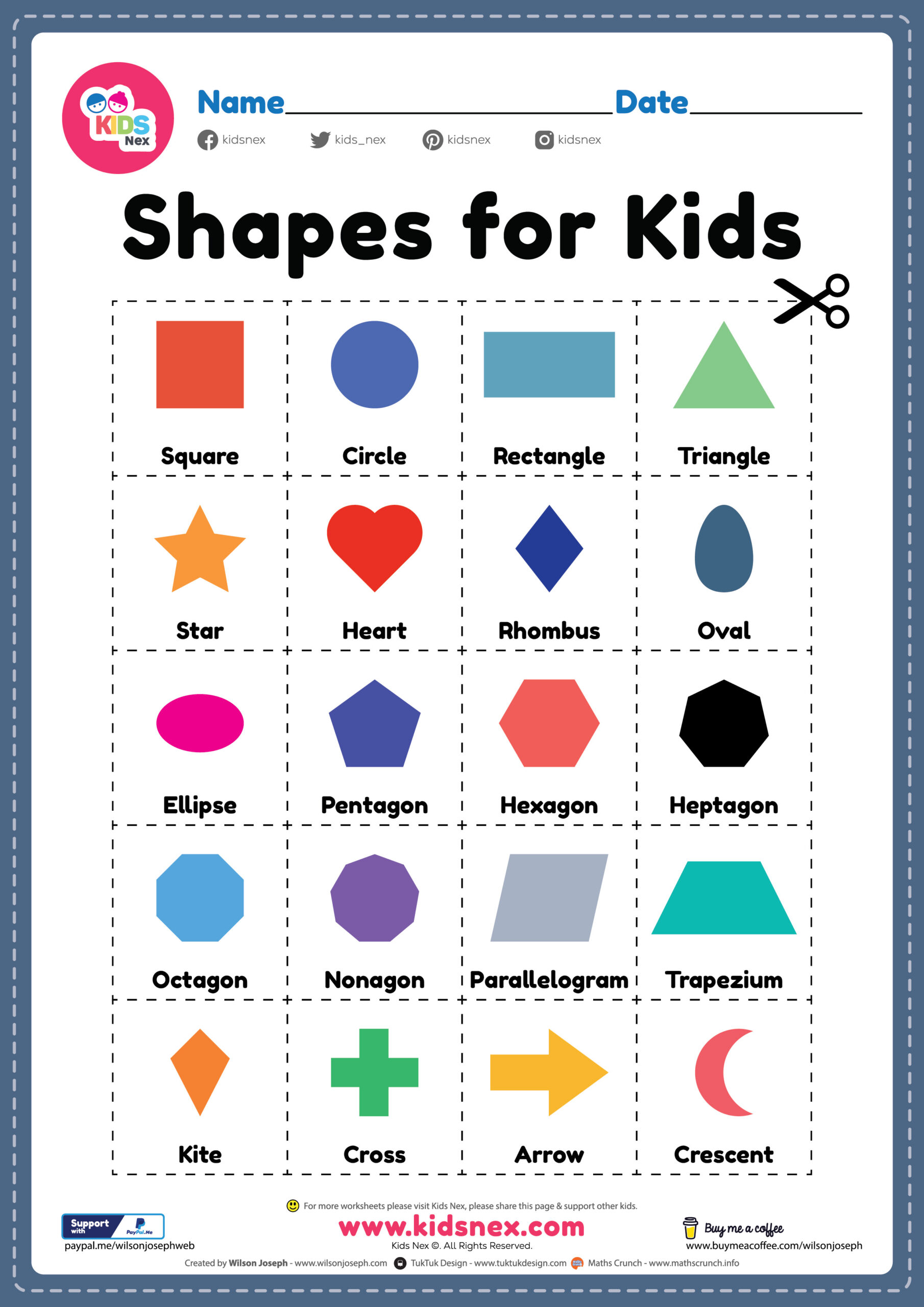 Free Printable Shapes for Preschool Kids Flash Card PDF