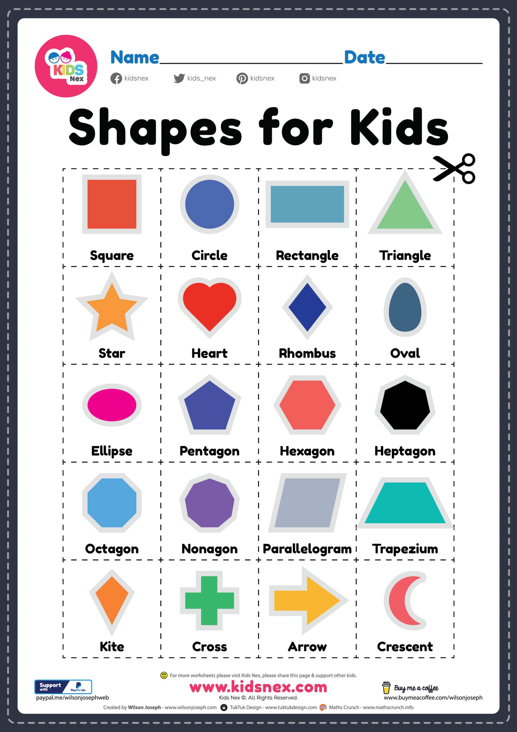 Basic Shapes for Kids Free PDF Printable for Preschool