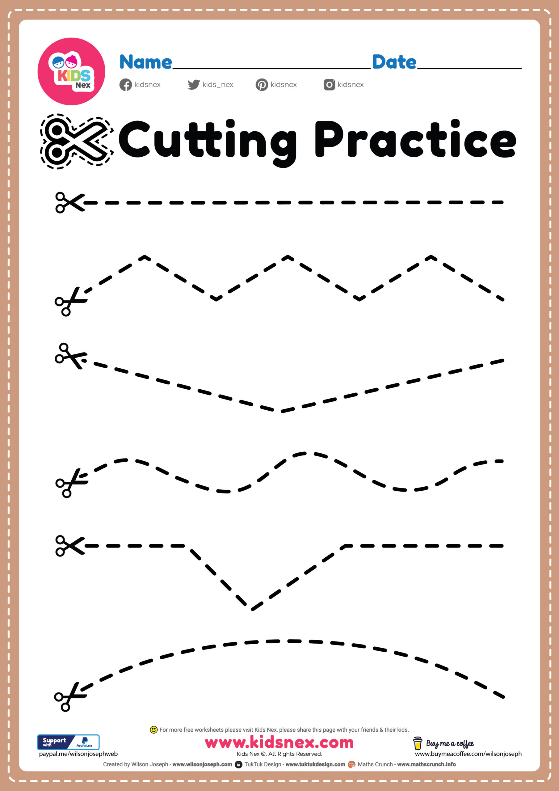 Practice Cutting Kindergarten Printable